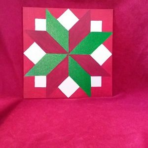 Mini Quilt Block Star Pattern on 8"x8" Canvas.